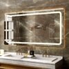 Home LED Bathroom Mirror with Lights, Anti Fog Dimmable, Bluetooth Speaker Vertical/Horizontal Mount, Modern Wall Mirror with Lights, 55 x 28 Inch (E-N031-D) Wall Mounted Makeup LED Vanity Mirror