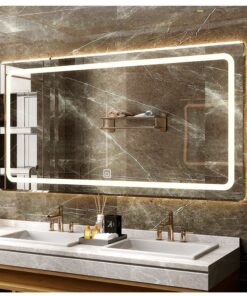 Home LED Bathroom Mirror with Lights, Anti Fog Dimmable, Bluetooth Speaker Vertical/Horizontal Mount, Modern Wall Mirror with Lights, 55 x 28 Inch (E-N031-D) Wall Mounted Makeup LED Vanity Mirror
