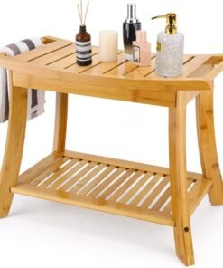 HOMELIXIR Shower Bench Stool with Storage Shelf Waterproof Shower Chair