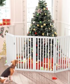 CZZLVING FreeStanding Pet Gates for Dogs,4 Panels Indoor Dog Gate for Stairs